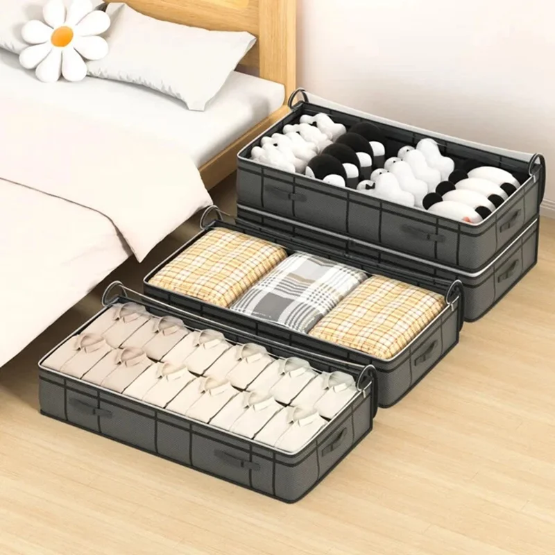 100 x 50 x 25cm Under Bed Storage Bag Transparent Window Non Woven Fabric Foldable Organizer Pouch
