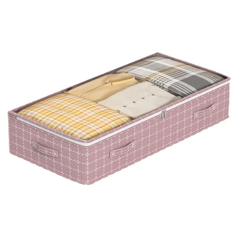 H100-25 25cm Height Grid Pattern Dustproof Under Bed Storage Bag Transparent Window Flat Organizer Pouch
