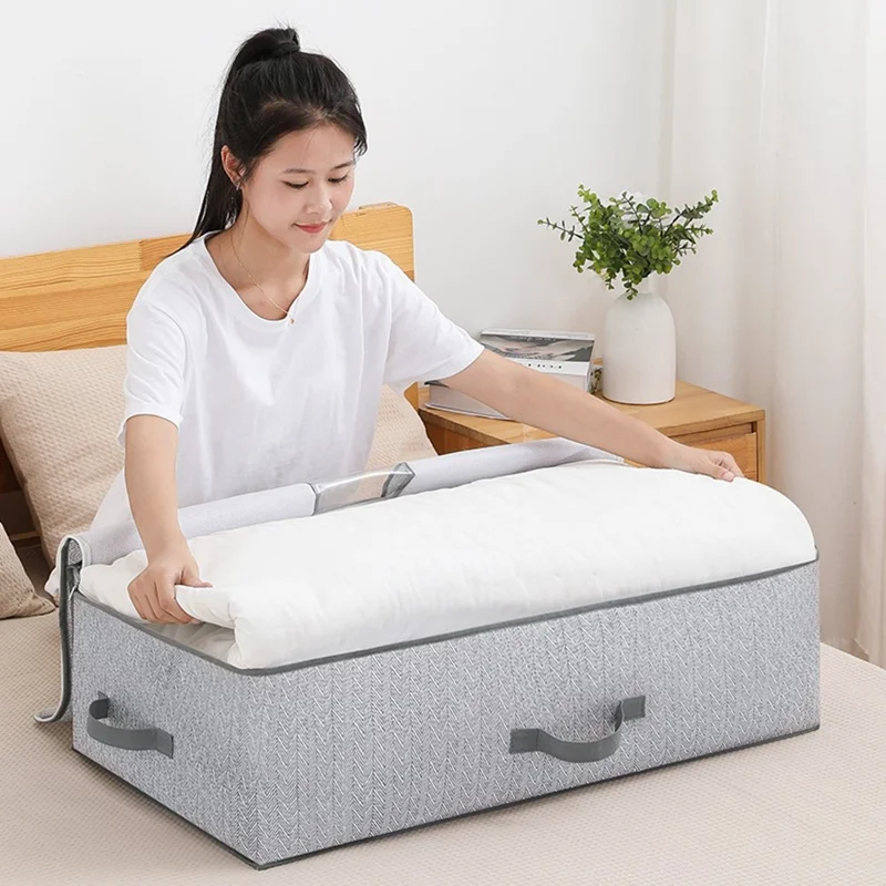 95L Arrow Pattern Under Bed Storage Bag Foldable Clothes Organizer Moving Packing Solution, 80 x 47 x 25cm