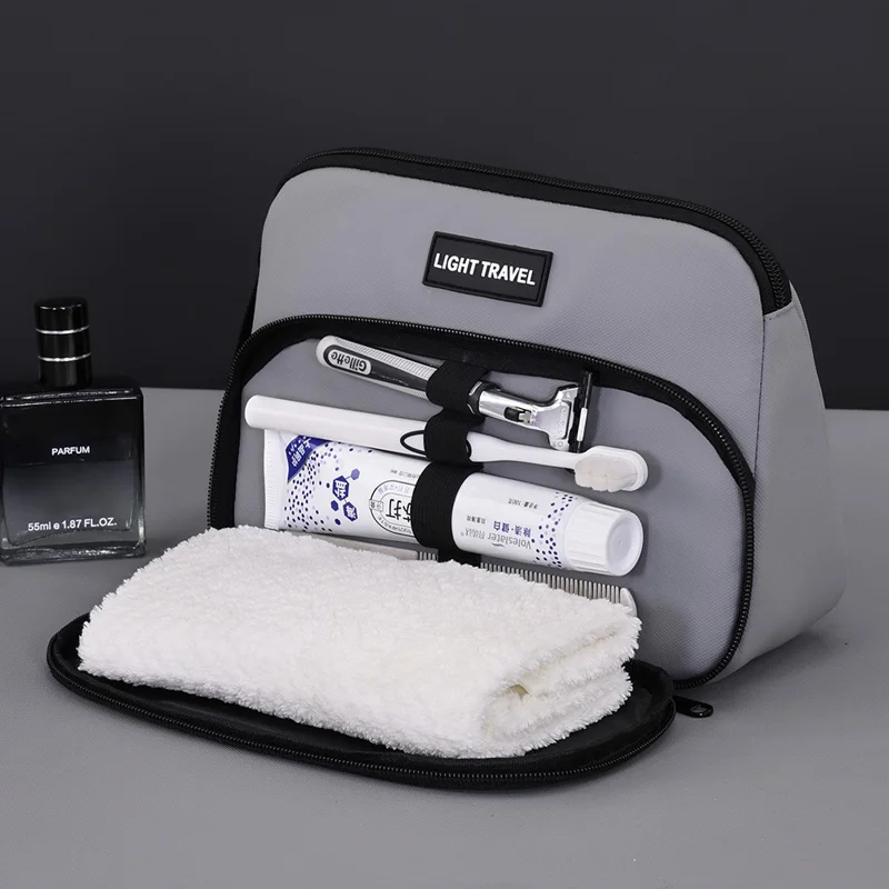 4040 Business Travel Toiletry Bag Men Large Capacity Double Layer Portable Cosmetic Organizer - Grey