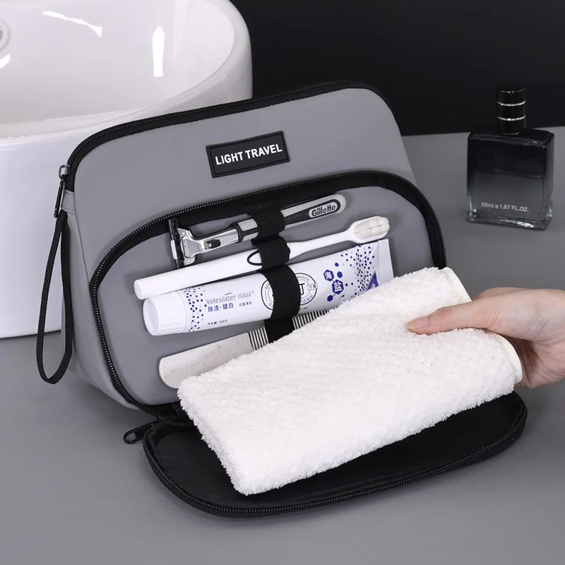 4040 Business Travel Toiletry Bag Men Large Capacity Double Layer Portable Cosmetic Organizer - Grey