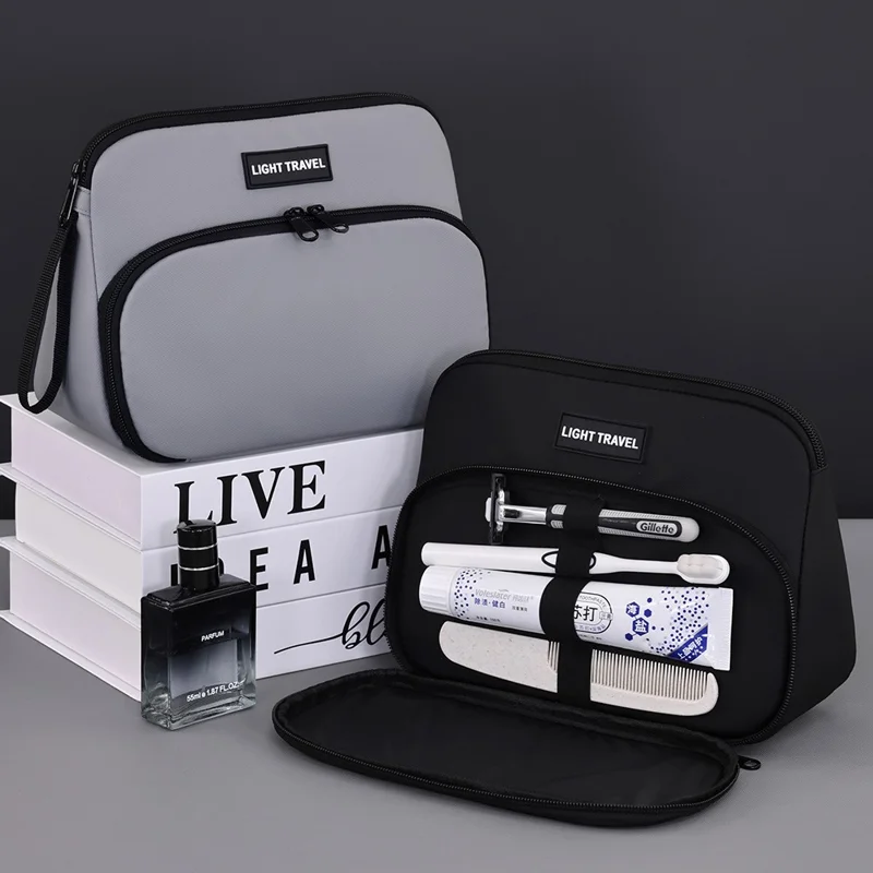 4040 Business Travel Toiletry Bag Men Large Capacity Double Layer Portable Cosmetic Organizer - Grey