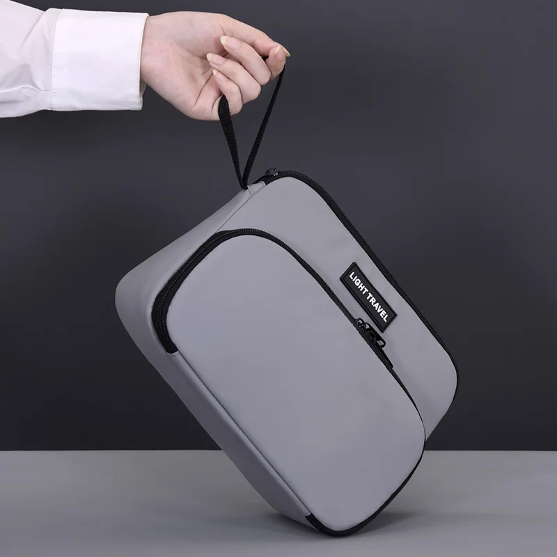 4040 Business Travel Toiletry Bag Men Large Capacity Double Layer Portable Cosmetic Organizer - Grey