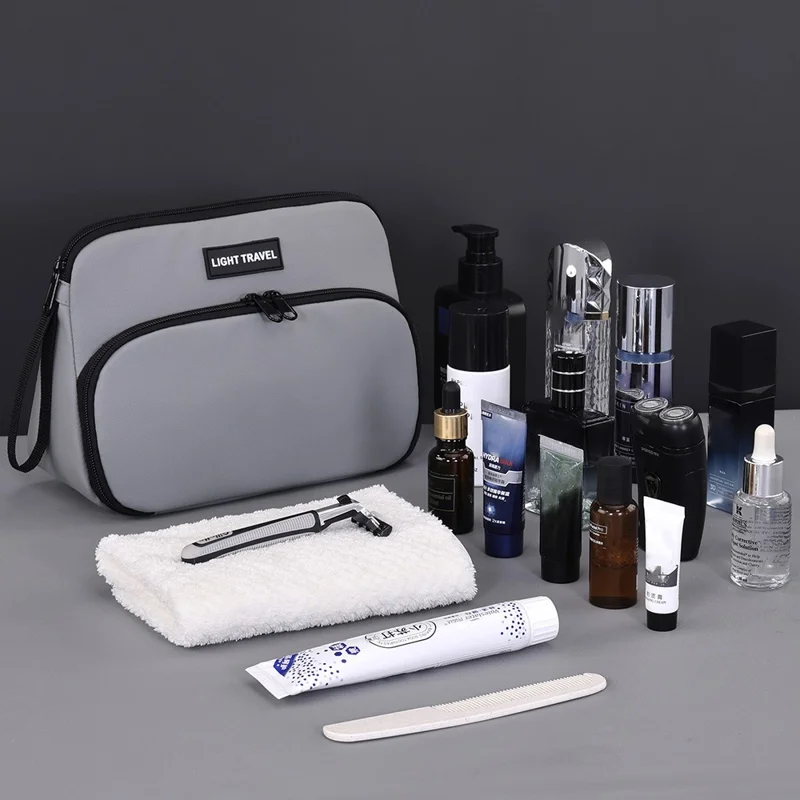 4040 Business Travel Toiletry Bag Men Large Capacity Double Layer Portable Cosmetic Organizer - Grey
