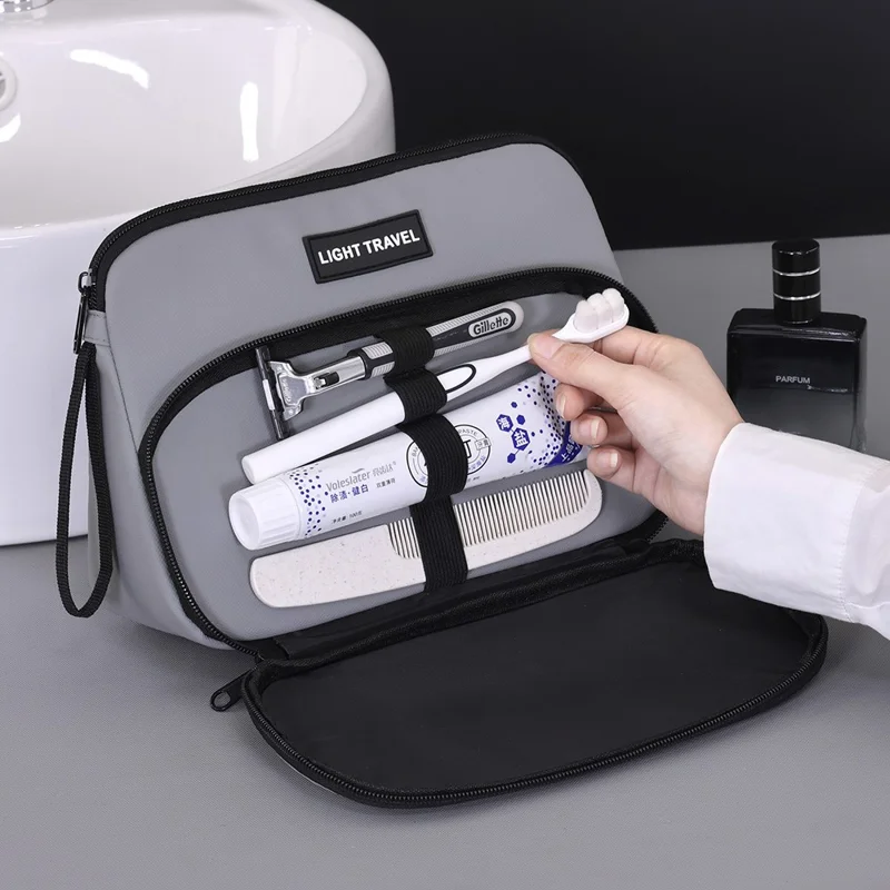 4040 Business Travel Toiletry Bag Men Large Capacity Double Layer Portable Cosmetic Organizer - Grey