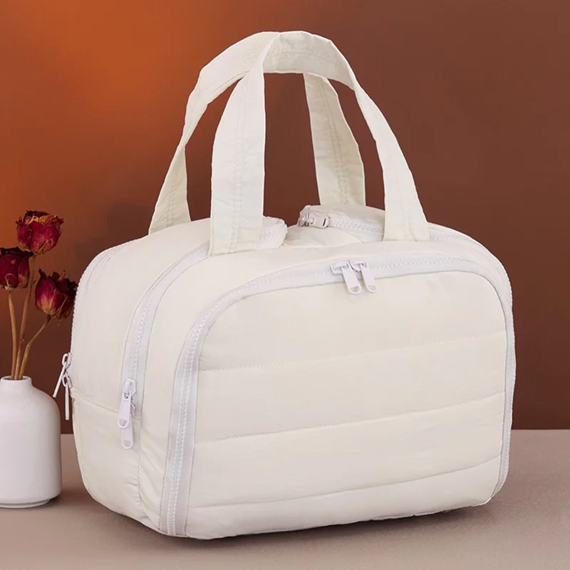 8089 Bolsa Multiusos para Maquillaje de Gran Capacidad, Organizador de Neceser de Viaje, Bolsa de Almacenamiento de Cosméticos Portátil - Albaricoque