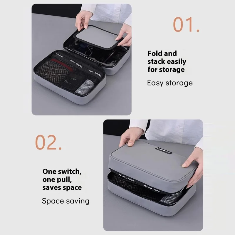4039 Bolsa de Aseo para Hombres en Viaje - Separación Húmedo/Seco, Impermeable para Viajes de Negocios, Almacenamiento de Cosméticos con Colgador - Gris
