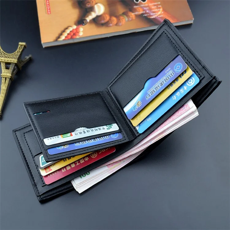 DAIQISI 3089-1 Portefeuille en cuir PU pour homme, texture croisée, porte-cartes fin - Marron foncé