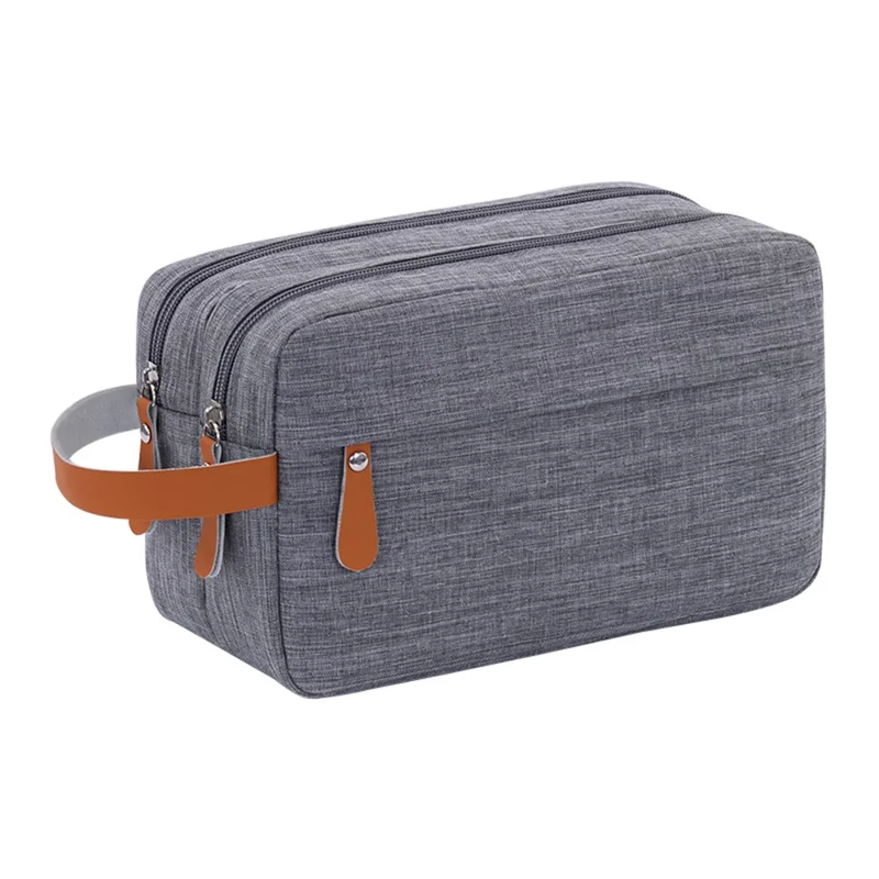 4041 Dual Layer Men Toiletry Bag Portable Travel Waterproof Cationic Fabric Cosmetic Storage Bag - Grey