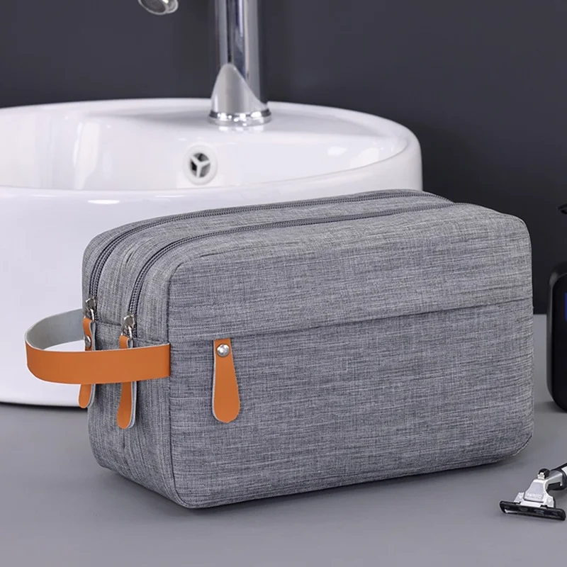 4041 Dual Layer Men Toiletry Bag Portable Travel Waterproof Cationic Fabric Cosmetic Storage Bag - Grey