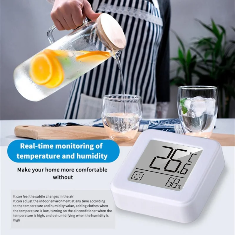 FJ2305 Digital Display Mini Temperature Meter with Smiley Face Indoor Thermometer Hygrometer