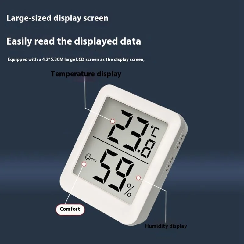 YZ6053 Large LCD Screen Smart Hygrometer Thermometer Magnetic High Precision Electronic Temperature Humidity Meter (No Battery)