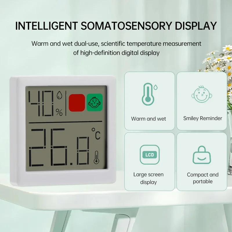 CX-0710S Color Screen Mini Electronic Hygrometer Thermometer Cute Smiley Face Magnetic Temperature Humidity Meter