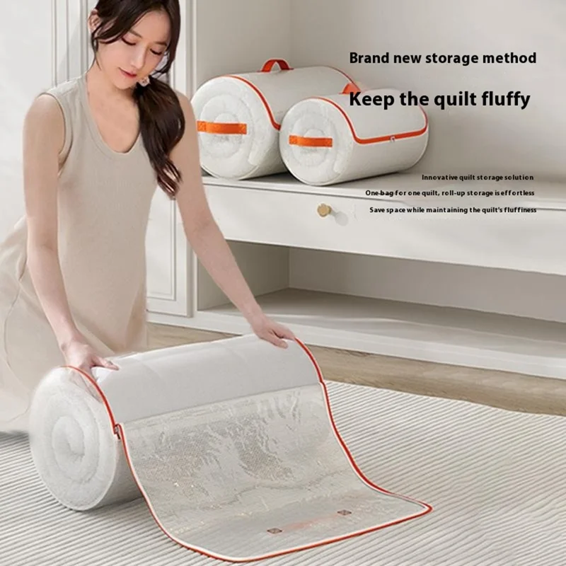 35 x 68cm PVC Cylindrical Storage Bag for Clothes Bedding Moistureproof Organizer with Carry Handles