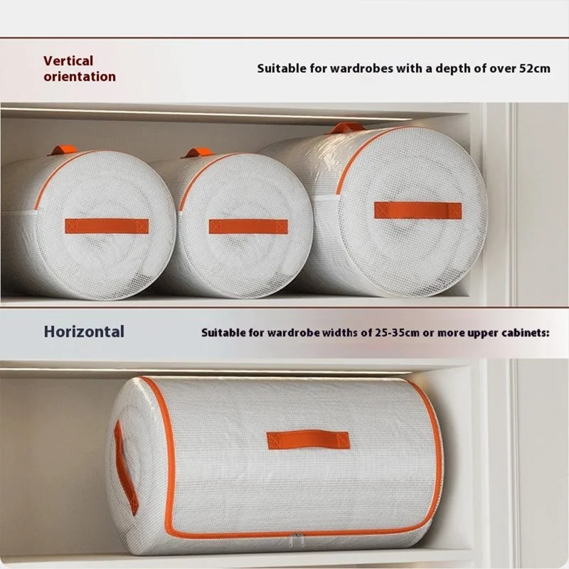 35 x 68cm Compressible PVC Cylindrical Storage Bag for Clothes Bedding Moistureproof Organizer with Carry Handles