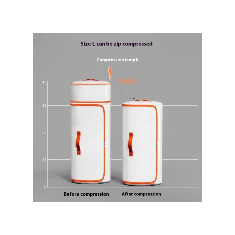 35 x 68cm Compressible PVC Cylindrical Storage Bag for Clothes Bedding Moistureproof Organizer with Carry Handles