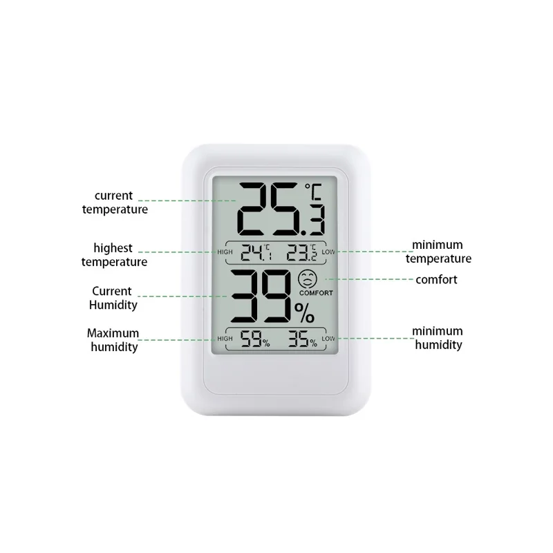 TS-FT0400 Termômetro Digital Interno com Higrômetro para Monitoramento de Temperatura e Umidade em Estufas Agrícolas