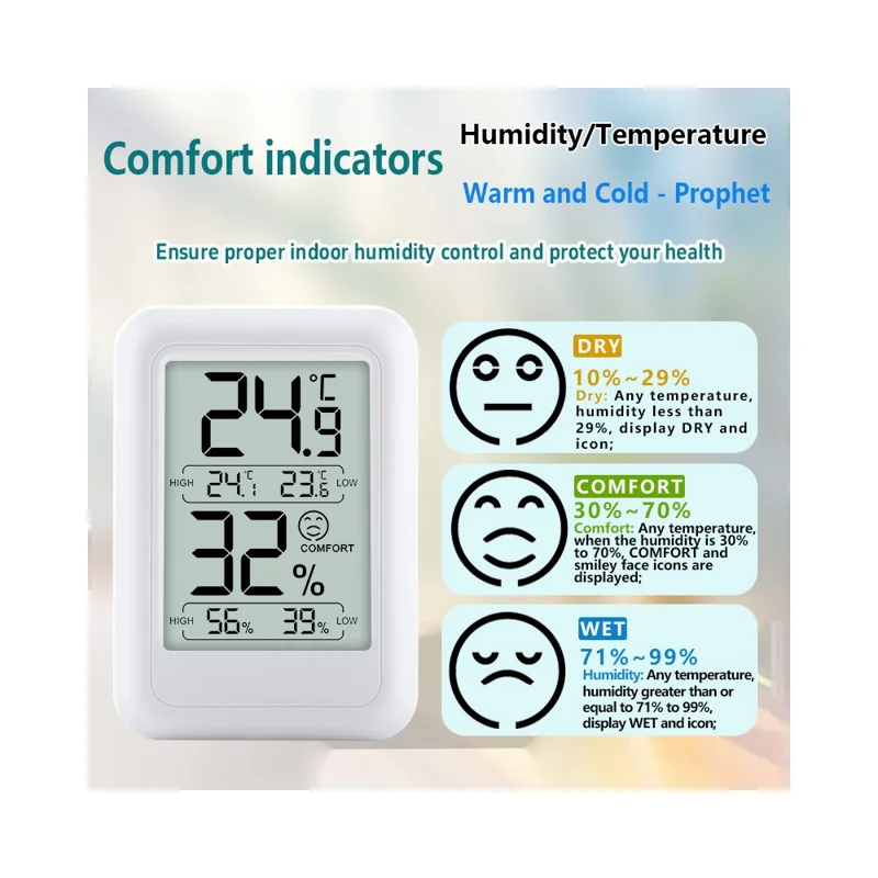 TS-FT0400 Termômetro Digital Interno com Higrômetro para Monitoramento de Temperatura e Umidade em Estufas Agrícolas