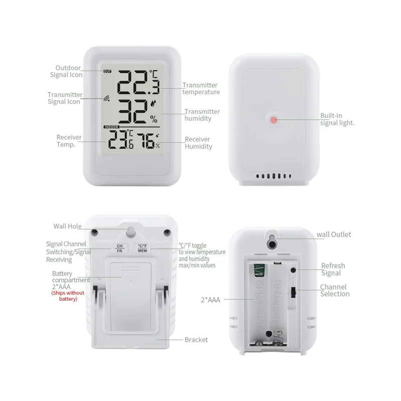 TS-FT0403 2.56 Inch Screen Wireless Indoor Outdoor Thermometer Hygrometer High Precision Temperature Humidity Sensor