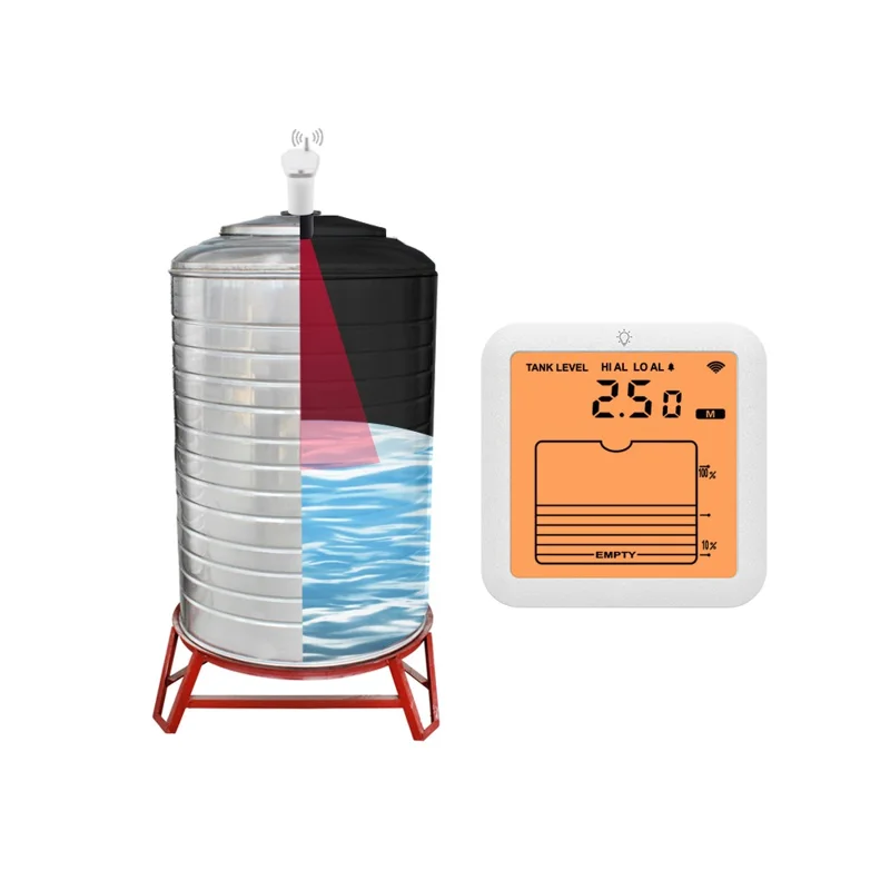TS-FT007 Ultrasonic Water Level Monitor for Tank High Low Alarm Water Level Sensor with Backlit