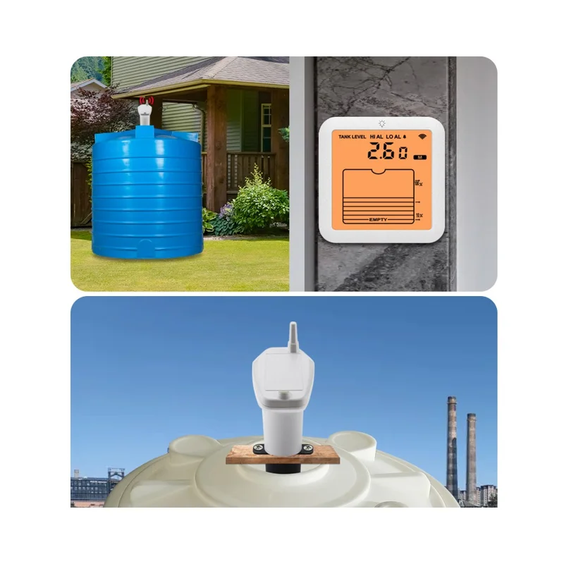 TS-FT007 Ultrasonic Water Level Monitor for Tank High Low Alarm Water Level Sensor with Backlit
