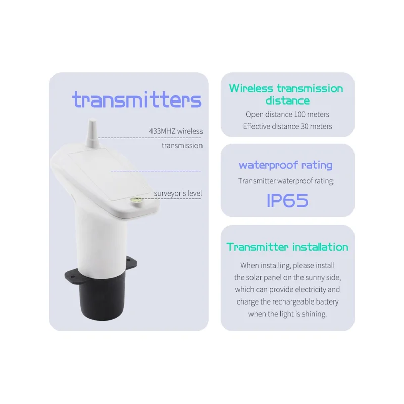 TS-FT007 Ultrasonic Water Level Monitor for Tank High Low Alarm Water Level Sensor with Backlit