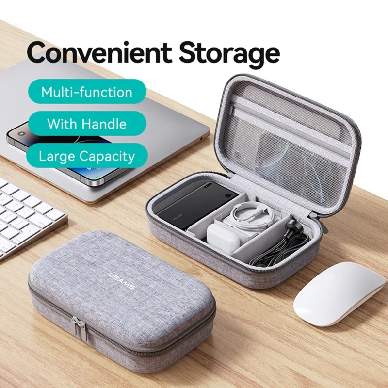 USAMS Jane05 10.6 Inch Storage Bag for Data Cable Earphone Power Bank EVA Hard Shell Digital Accessories Carrying Pouch