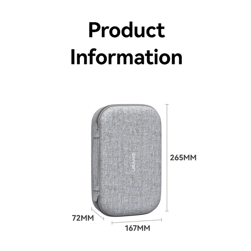 USAMS Jane05 10.6 Inch Storage Bag for Data Cable Earphone Power Bank EVA Hard Shell Digital Accessories Carrying Pouch