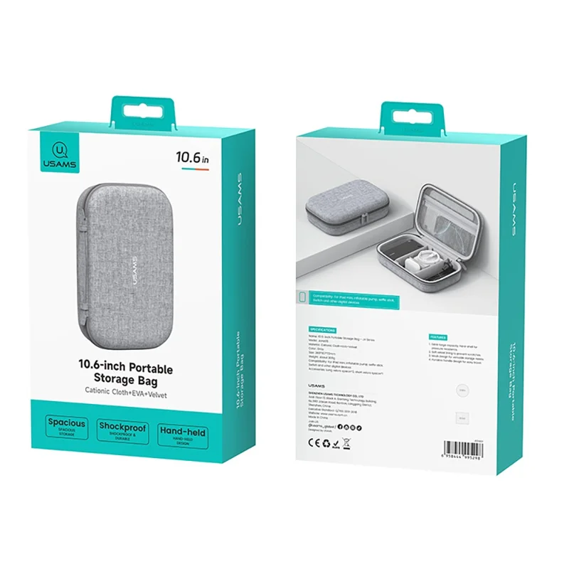 USAMS Jane05 10.6 Inch Storage Bag for Data Cable Earphone Power Bank EVA Hard Shell Digital Accessories Carrying Pouch