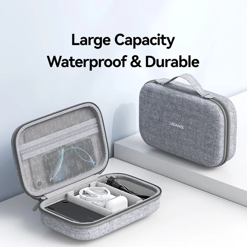 USAMS Jane05 10.6 Inch Storage Bag for Data Cable Earphone Power Bank EVA Hard Shell Digital Accessories Carrying Pouch