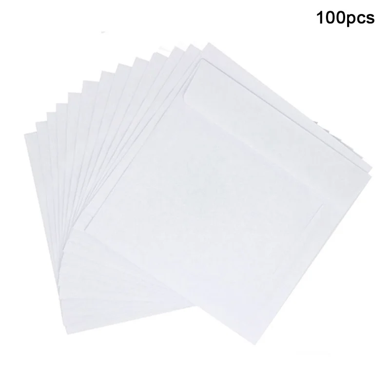 100Pcs 80g 12cm Paper Sleeves for CD DVD Disc Transparent Window White Storage Envelope