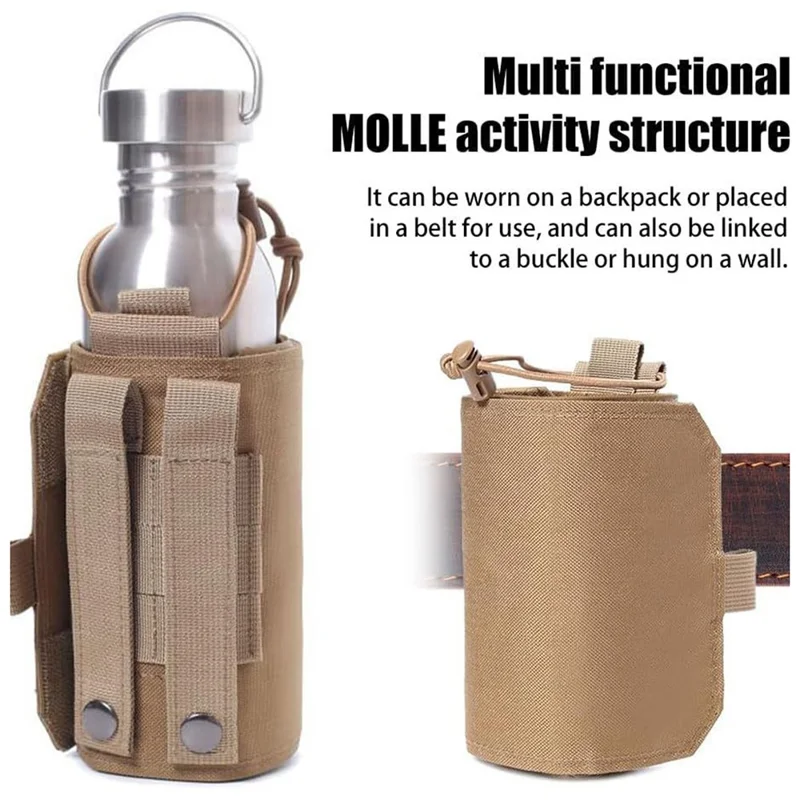 Verstellbarer Nylon MOLLE Taillengürtel Wasserflaschenhalter für Laufen Radfahren Outdoor Flaschenträger - Khaki