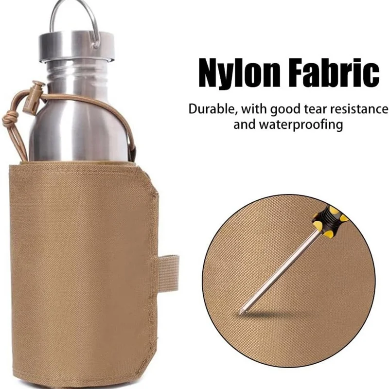 Verstellbarer Nylon MOLLE Taillengürtel Wasserflaschenhalter für Laufen Radfahren Outdoor Flaschenträger - Khaki