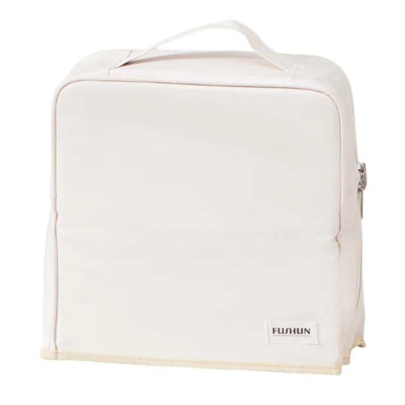 Travel Makeup Bag Large Capacity Waterproof PU Cosmetic Storage Bag with Mirror - White