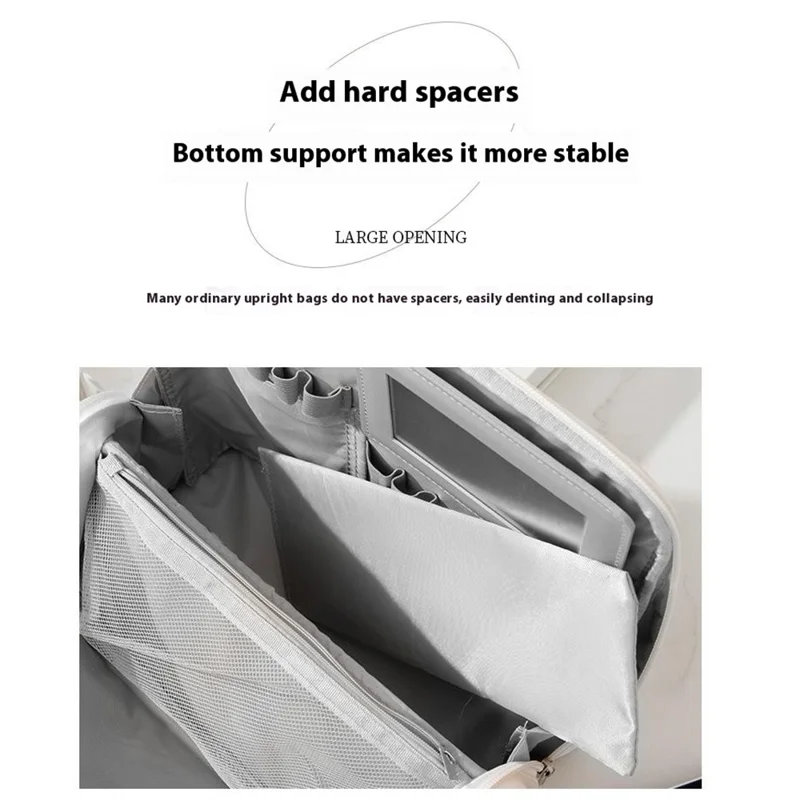 Travel Makeup Bag Large Capacity Waterproof PU Cosmetic Storage Bag with Mirror - White