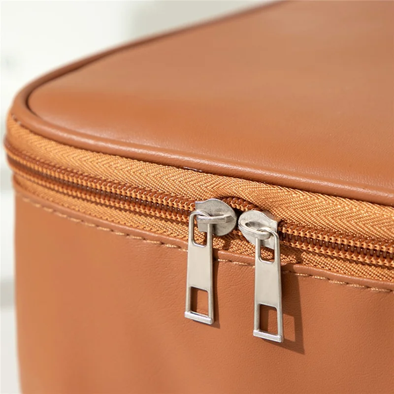 Detachable Makeup Bag Large Capacity Toiletry Organizer Travel Adjustable Compartments Storage Pouch - Brown