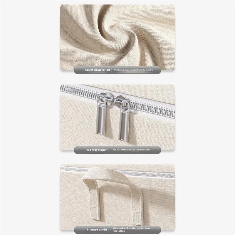Size M Cotton Linen Storage Bag with Dual Handles for Bedroom Organization Moving Packing, 50 x 40 x 50cm