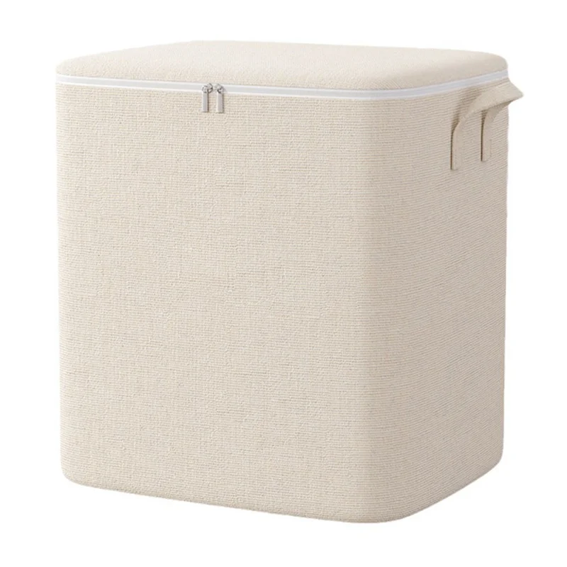 50 x 50 x 60cm Large Zippered Cotton Linen Storage Bag for Bedding Clothes Organizer Pouch