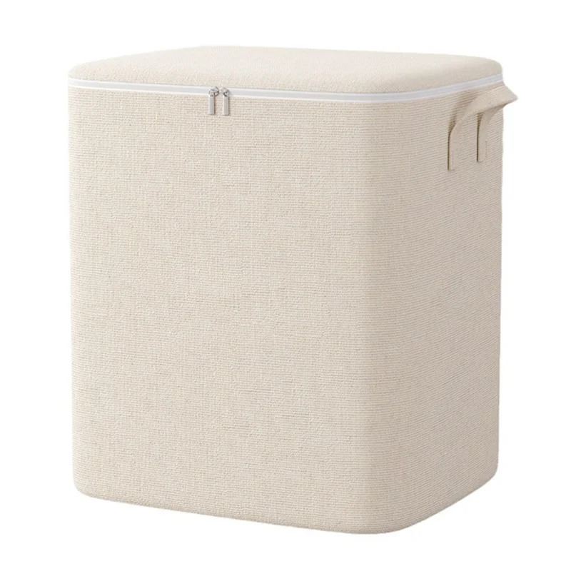 60 x 50 x 70cm Large Zippered Cotton Linen Storage Bag for Bedding Clothes Organizer Pouch