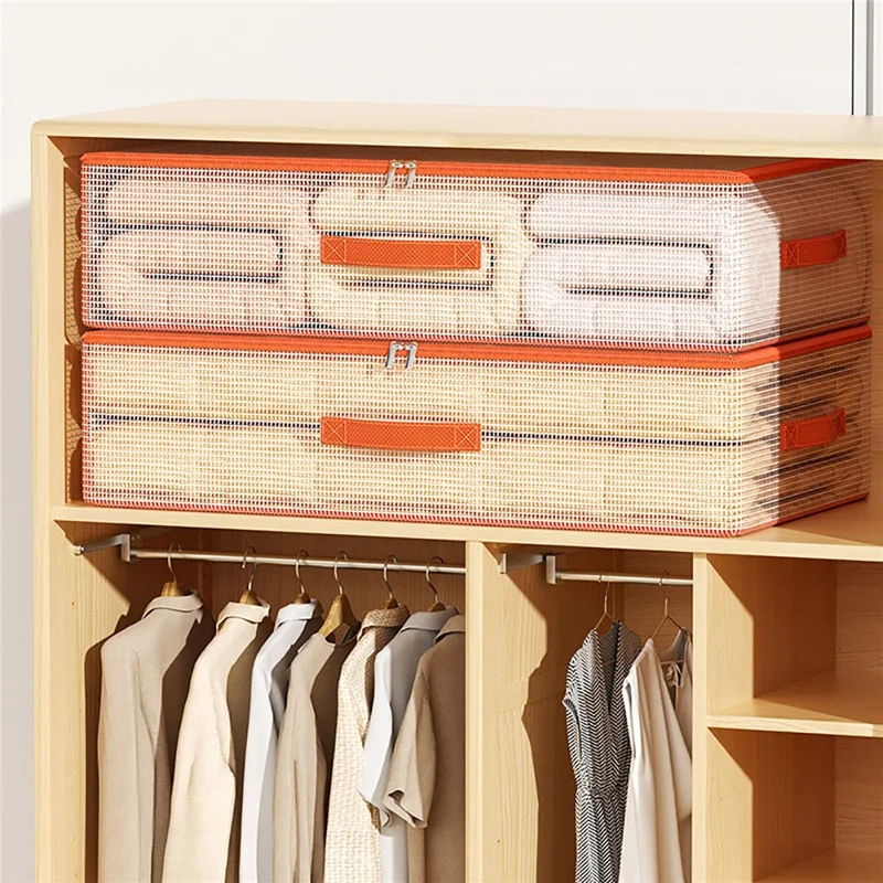Bolsa de almacenamiento bajo la cama de 50 x 40 x 15 cm, organizador de PVC transparente para ropa, ropa de cama y juguetes, resistente al polvo