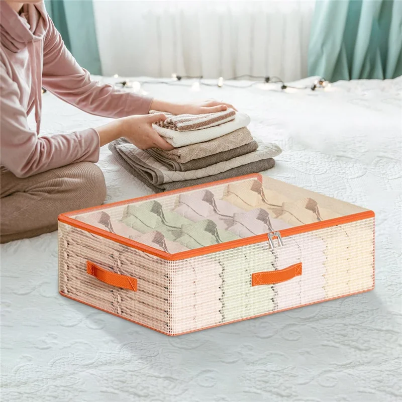 Bolsa de almacenamiento bajo la cama de 50 x 40 x 15 cm, organizador de PVC transparente para ropa, ropa de cama y juguetes, resistente al polvo