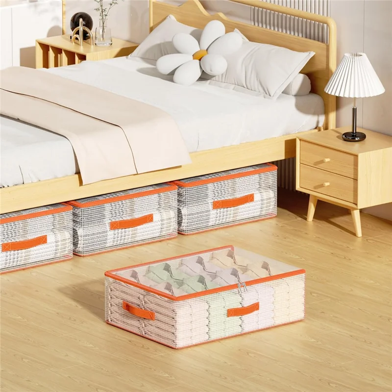 Bolsa de almacenamiento bajo la cama de 50 x 40 x 15 cm, organizador de PVC transparente para ropa, ropa de cama y juguetes, resistente al polvo
