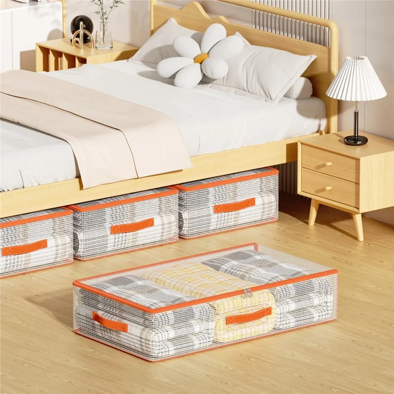80 x 47 x 15cm Under Bed Storage Bag PVC Clear Organizer for Clothes Bedding Toys Dust-Proof