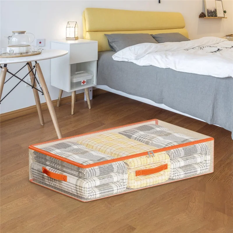 80 x 47 x 15cm Under Bed Storage Bag PVC Clear Organizer for Clothes Bedding Toys Dust-Proof