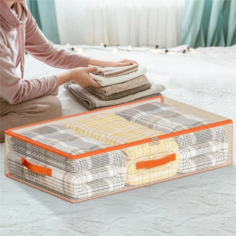 80 x 47 x 18cm Under Bed Storage Bag PVC Clear Organizer for Clothes Bedding Toys Dust-Proof