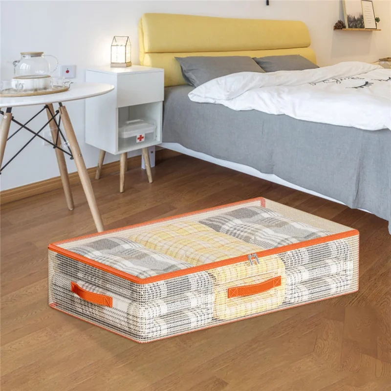 80 x 47 x 18cm Under Bed Storage Bag PVC Clear Organizer for Clothes Bedding Toys Dust-Proof