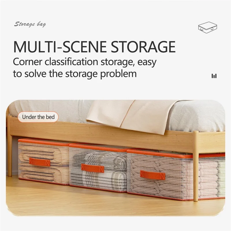 80 x 47 x 18cm Under Bed Storage Bag PVC Clear Organizer for Clothes Bedding Toys Dust-Proof