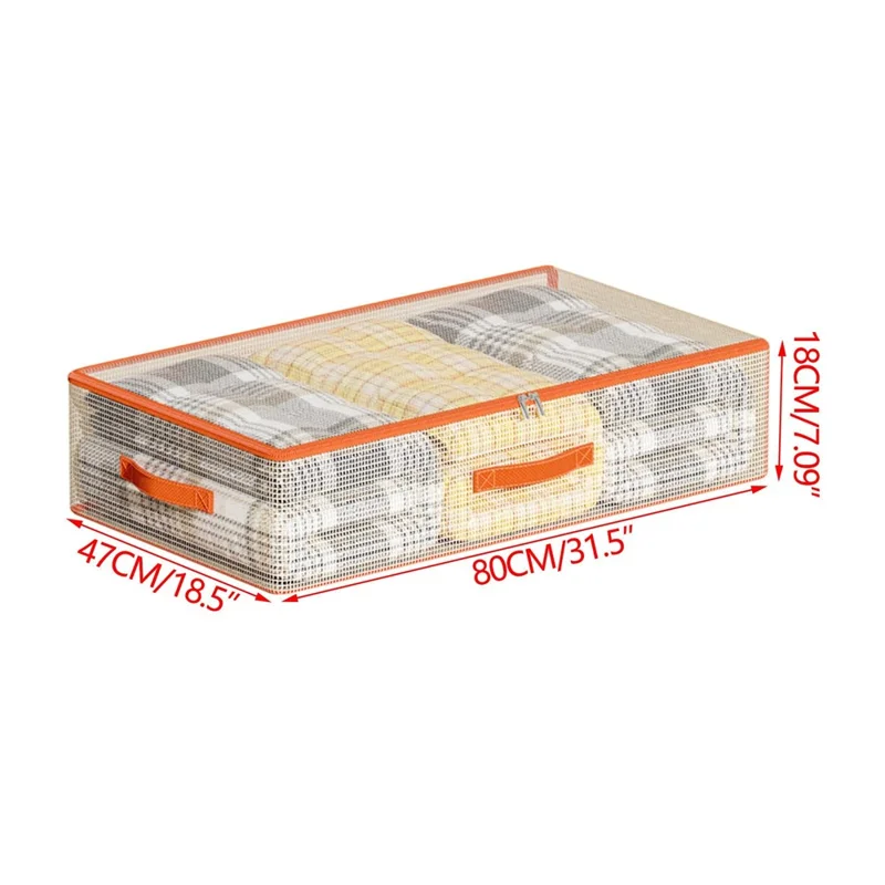 80 x 47 x 18cm Under Bed Storage Bag PVC Clear Organizer for Clothes Bedding Toys Dust-Proof
