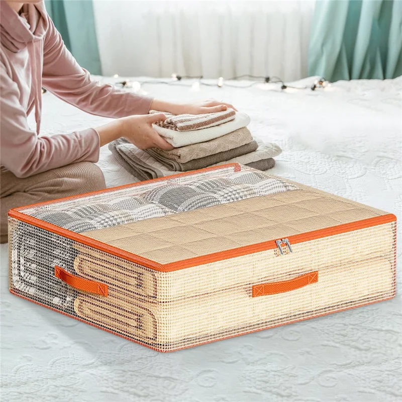 80 x 69 x 20cm Under Bed Storage Bag PVC Clear Organizer for Clothes Bedding Toys Dust-Proof