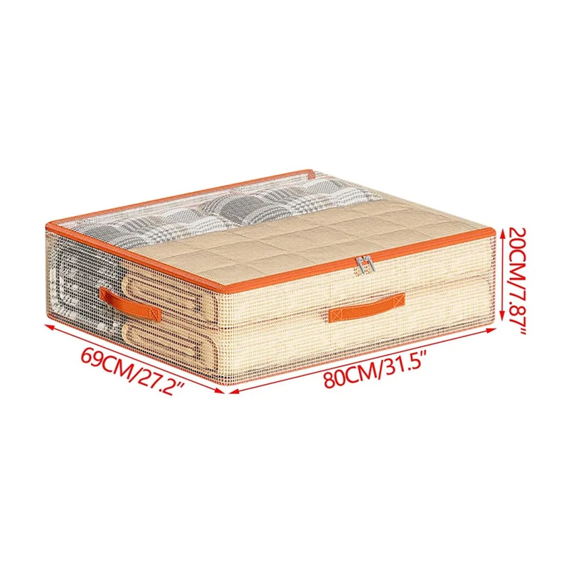 80 x 69 x 20cm Under Bed Storage Bag PVC Clear Organizer for Clothes Bedding Toys Dust-Proof